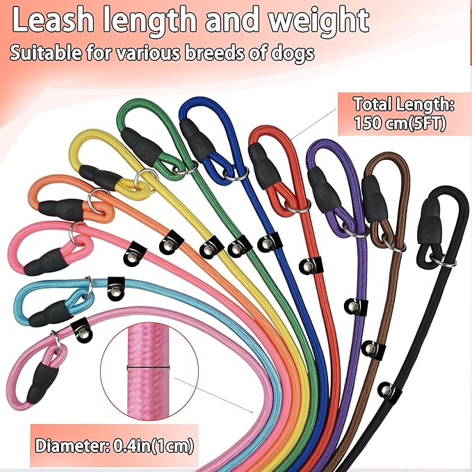 FOVRLZSE Nylon Dog Leash 11-Pack (11 Assorted Colors), 4.6FT for Small to Medium Dogs, 10mm Braided Nylon with TPU Non-Slip Buckle, Daily Walking & Puppy Training