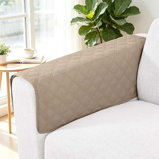 Smiry Waterproof Couch Covers for Dogs Washable, Reversible Pet Couch Covers for 3 Cushion Sofa Pet Friendly, Soft Sofa Furniture Protector for Dogs Cat Kids, Checkered (30"x30", Taupe/Beige)