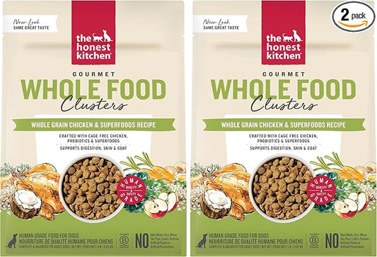The Honest Kitchen Whole Food Clusters Whole Grain Chicken & Oat Dry Dog Food, 1 lb Bag (Pack of 2)