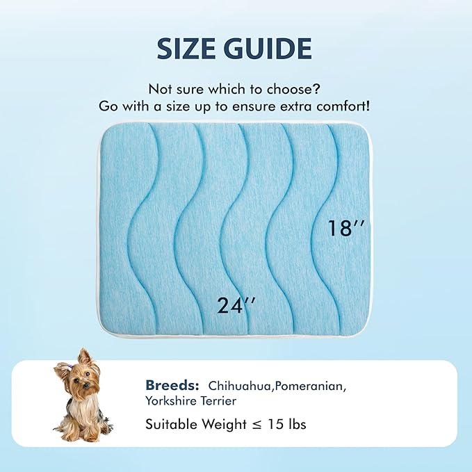 MICROCOSMOS 0.8" Thick Cooling Dog Foam Pad & Summer Pet Sleeping Mat, Machine Washable, Materials Safe, Portable Flat Pet Bed for Dogs.(Sky Blue, 24" x 18")