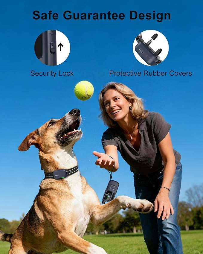 Dog Shock Collar - 4500FT Dog Training Collar with Remote, IPX8 Waterproof Electric Dog Collar with 4 Training Modes, Security Lock, Rechargeable eCollar for 10-120lbs Dogs(Dark Blue 1 Pack)