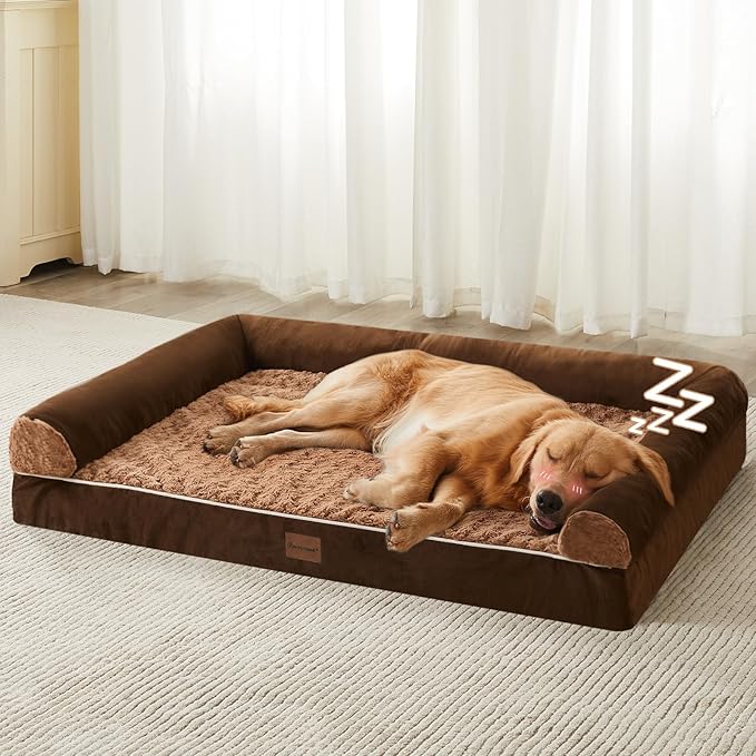 BFPETHOME Orthopedic Washable Dog Beds Large Sized Senior Dog for Comfy Sleeping with Removable Cover, Waterproof Big Soft Pet Couch Bed for Dogs Rerlax