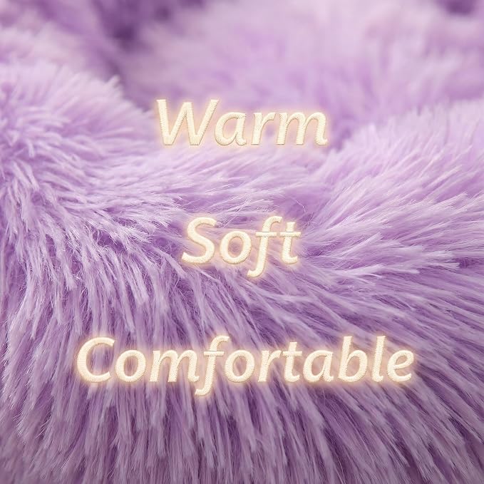 Tiny Dog Bed 15 Inch for Extra Small Dogs,Washable Puppy Bed,Soft Faux Fur Calming Donut Bed for Chihuahua Yorkie Maltese Pomeranian,Purple