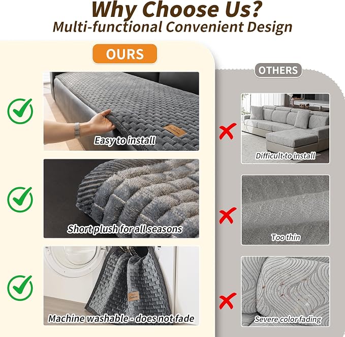 Couch Covers for Dogs Washable, 27.6"x59.1" Velvet Dog Couch Cover Protector, Fuzzy Plush Pet Sofa Cover for Loveseat, Sofa Covers for Pets(1,Dark Grey, 2 Seater Sofa Pad Cover)