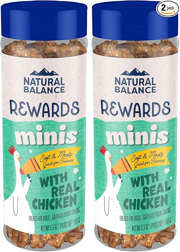Natural Balance Limited Ingredient Mini-Rewards Chicken Grain-Free, Training Treats for Dogs | 5.3-oz. Canister (Pack of 2)
