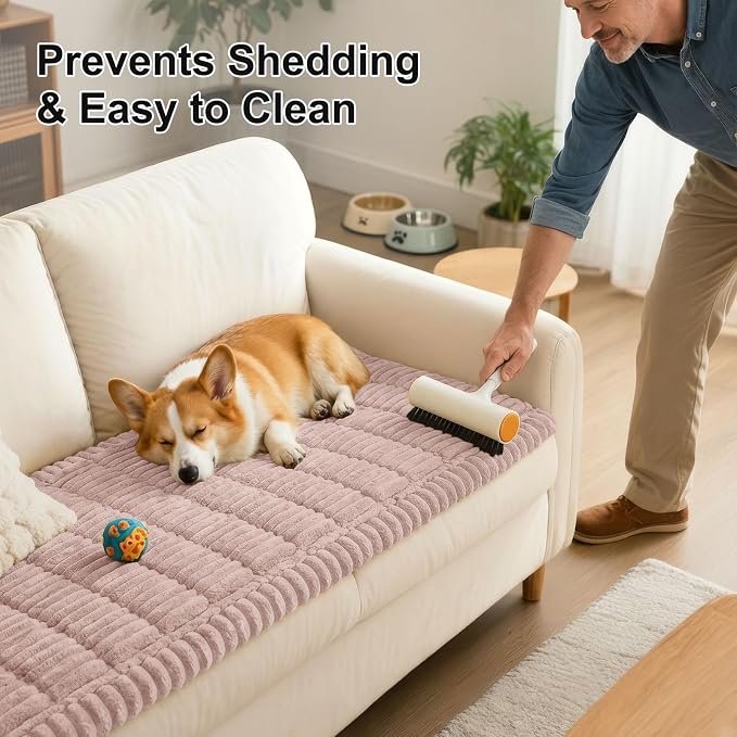 Smiry Couch Cover for Dogs, Non Slip Washable Sofa Protector for Pets, Soft Furniture Cover for Pet, Stylish Sofa Covers, Cozy Protect Against Fur, Dirt & Everyday Messes (Dusty Pink, 27.6" x 47")