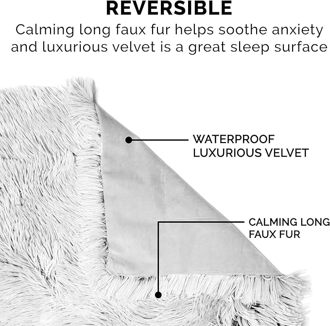 Furhaven Waterproof Throw Blanket for Dogs & Indoor Cats, Washable - Shaggy Plush Calming Long Faux Fur & Velvet Dog Blanket - Mist Gray, XL