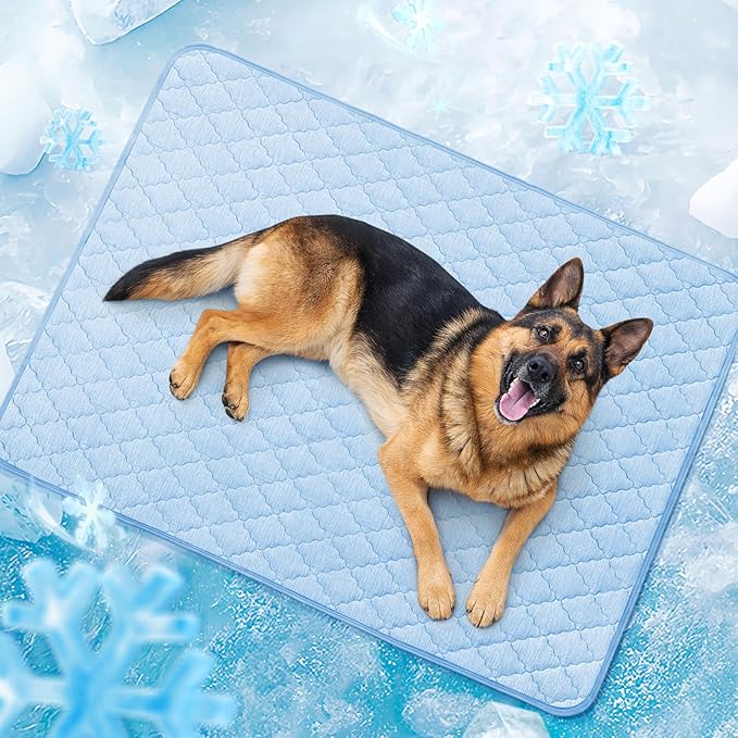 LOOBANI Dog Cooling Mat for Giant Large Dogs 65"x48"- Cooling Pad for Dog, Cool Blanket for Dogs Machine Washable, Pet Cool Mat for Indoor, Outdoor, Couches, Crates, Car Seats for Trips(Blue, 65"x48")