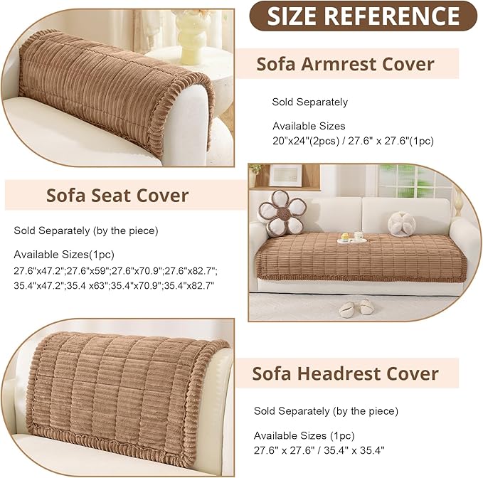 OstepDecor Couch Cover for Dogs, Washable Non Slip Sofa Cover for Pets, Soft Couch Covers for Sofa, Loveseat and Sectional, Furniture Protector Against Pet Hair & Scratches (35.4" x 82.7", Brown)