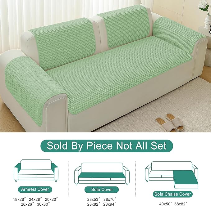 Foxdecor Couch Arm Cover Sofa Armrest Cover Armchair Covers, Anti-Slip Couch Arm Protectors Sofa Arm Covers Pack of 2pcs, (Sage Green 30x30 Inch)