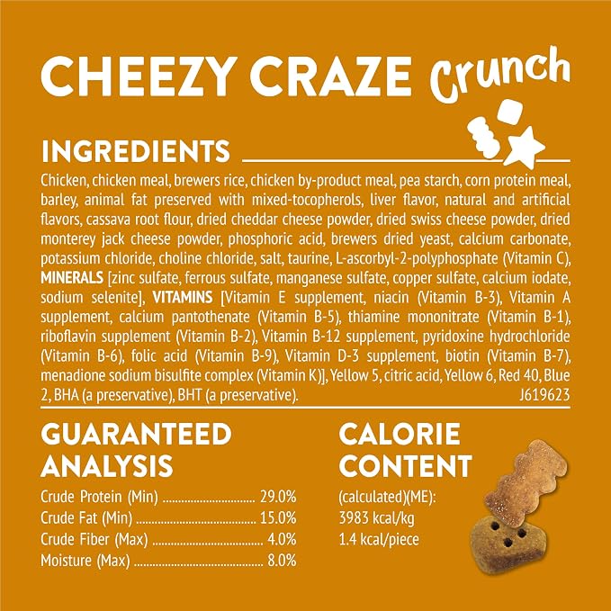 Purina Friskies Cat Treats, Party Mix Cheezy Craze Crunch - (Pack of 6) 6 oz. Pouches