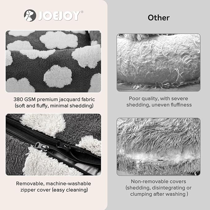 JOEJOY Small Dog Bed for Small Dogs, Rectangle Washable Orthopedic Dog Bed with Removable Zipper Cover, Cute Soft Calming Puppy Pet Bed with Jacquard Shaggy Plush & Non Skid Bottom