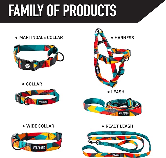 Wolfgang Heavy Duty, Adjustable Dog Collar with Quick Release Nylon Buckle for Walking & Training, ShatterShapes Print, Large