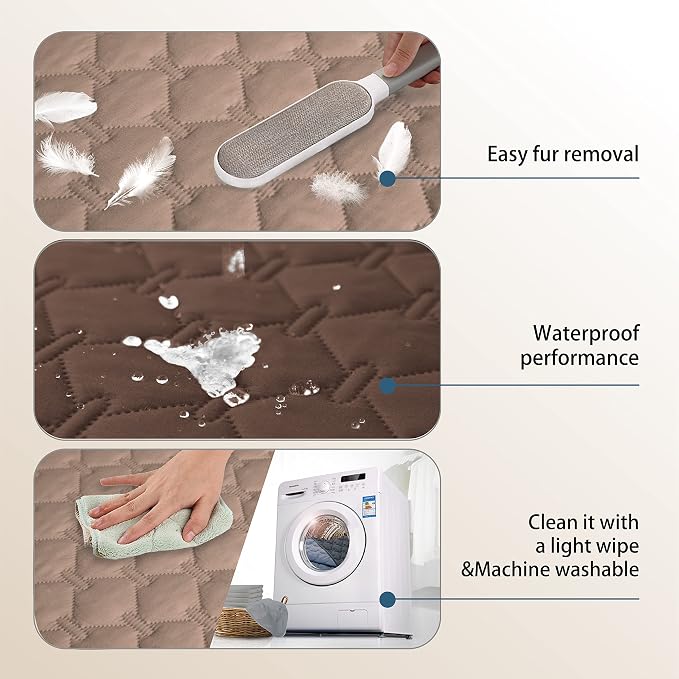 gogobunny 100% Double-Sided Waterproof Dog Bed Cover Pet Blanket Sofa Couch Furniture Protector for Puppy Large Dog Cat, Reversible (82x82 Inch (Pack of 1), Dark Chocolate/Light Chocolate)