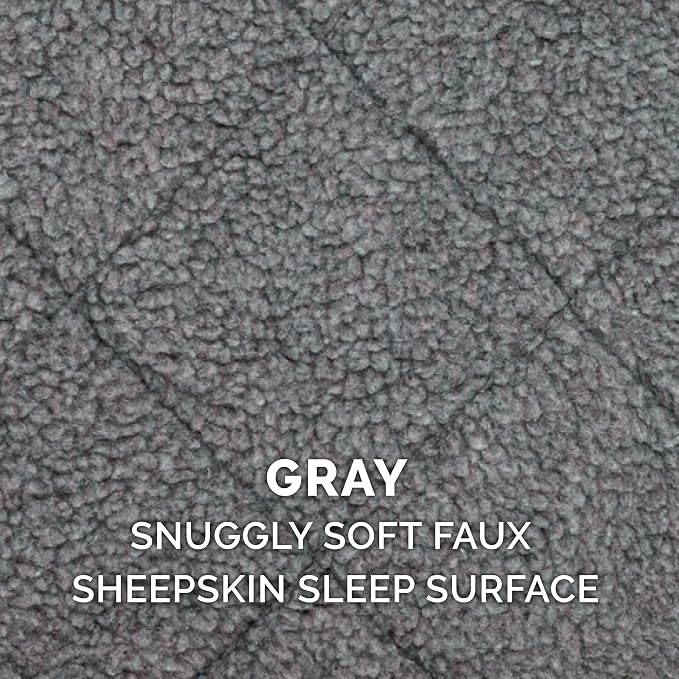 Furhaven Dog Bed for Medium/Small Dogs & Indoor Cats, 100% Washable, Sized to Fit Crates - Sherpa Fleece Bolster Crate Pad - Gray, Medium