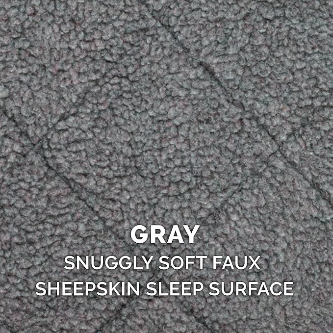 Furhaven Dog Bed for Extra Small Dogs & Indoor Cats, 100% Washable, Sized to Fit Crates - Sherpa Fleece Bolster Crate Pad - Gray, Extra Small (Pack of 2)