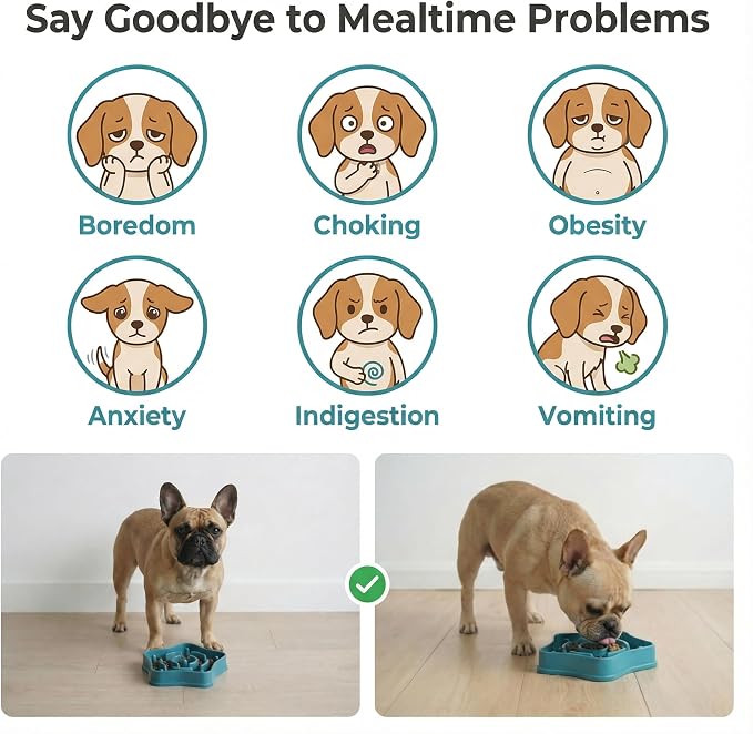 Pet Slow Feeder Bowl for Small Dogs, Puzzle Feeder for Petite Dogs, Anti-Choking, Slow Eating, 350ML Capacity, BPA-Free, Small Size