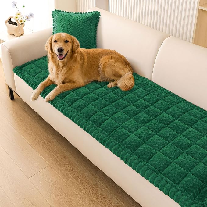 Smiry Couch Cover for Dogs, Non Slip Fuzzy Pet Sofa Covers Washable for 3 Cushion Couch, Soft Thick Furniture Protector for Cats Dogs, Against Fur, Dirt, Scratch Resistant (Turquoise, 27.6" x 82.7")