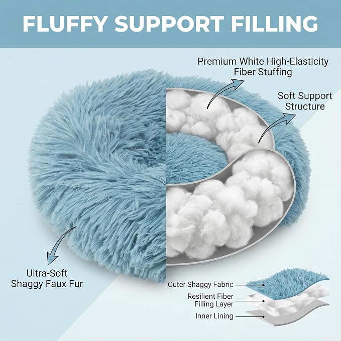 Guinea Pig Bed 11.8 Inch for Small Animal，Washable Small Animal Beds，Hideout Soft & Comfortable Donut Bed for Dwarf Rabbits/Hamster/Hedgehog/Ferrets,Blue