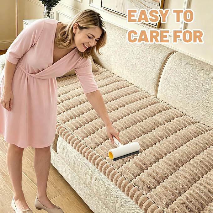 Waterproof Couch Cover for Dogs Washable,Non Slip Fuzzy Durable Couch Covers for 3 Cushion Sofa Pet Friendly Sofa Cover Dog Thick Soft Slipcovers Protector Couches Mat Bed (Brown, 27.6" x 59.06")
