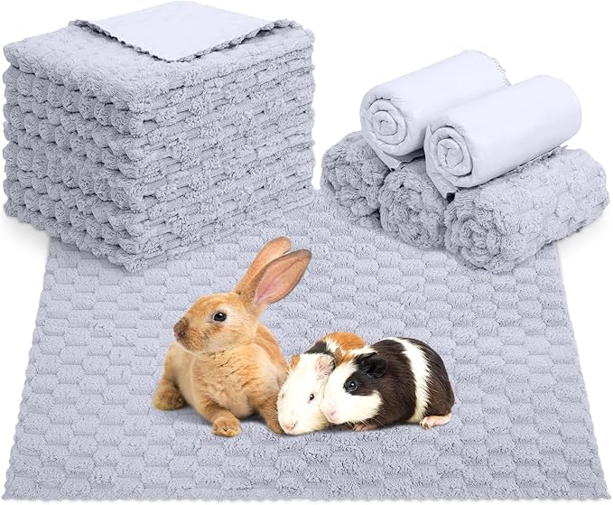 SmoothNovelty 5 Pcs Waterproof Guinea Pig Blankets Washable Small Animal Pad Pee Pet Blanket Sleep Bedding Mats Absorbent Guinea Pig Cage Liner Reusable Pet Sleep Pad(Gray,18" X 24",Waffle)