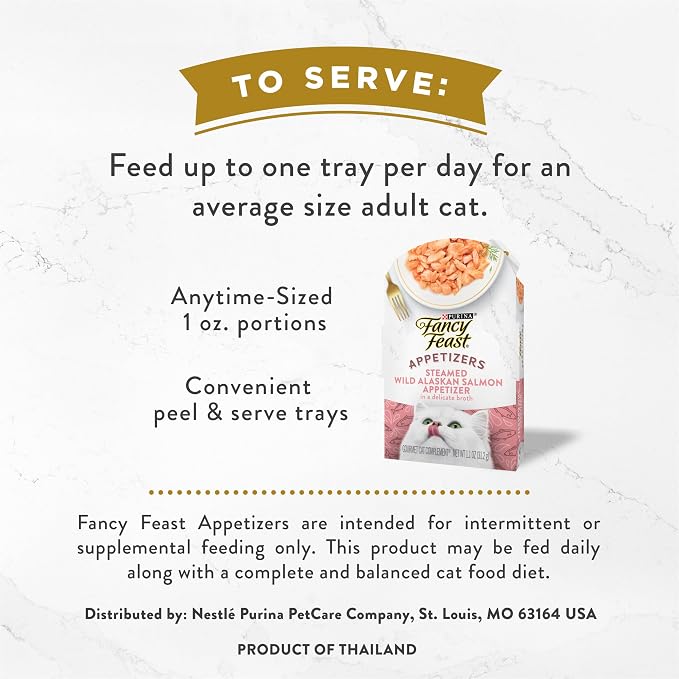 Purina Fancy Feast Appetizers Lickable Grain Free Wet Cat Food Topper Wild Alaskan Salmon Appetizer - (Pack of 10) 1.1 oz. Trays