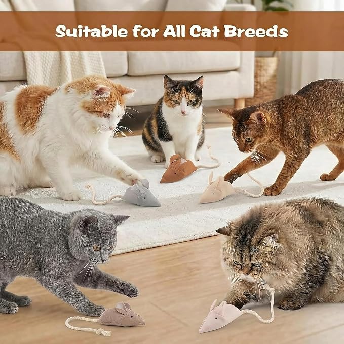 Catnip Mice Toys for Cats, 6PCS Small Interactive Fabric Mouse Toys for Indoor Adult Cats & Kittens, Encourages Chasing, Chewing, Cuddling, Kicking & Play, Kitty Exercise & Fetch Toy