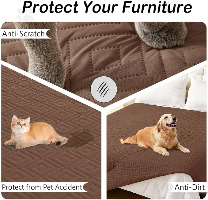 hyha Waterproof Dog Blanket, Soft Dog Bed Cover Pet Blankets, Waterproof Sofa Couch Cover for Dogs Washable, Reversible Pet Couch Covers for Sofa Furniture (30x70 Inch, Brown/Brown)