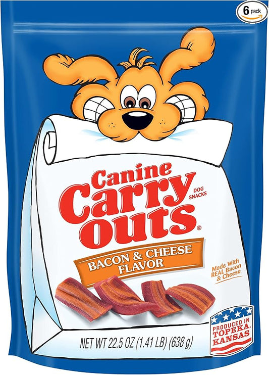 Canine Carry Outs Dog Treats, Bacon & Cheese Flavor, 22.5 Ounce (Pack of 6), Made with Real Bacon and Cheese