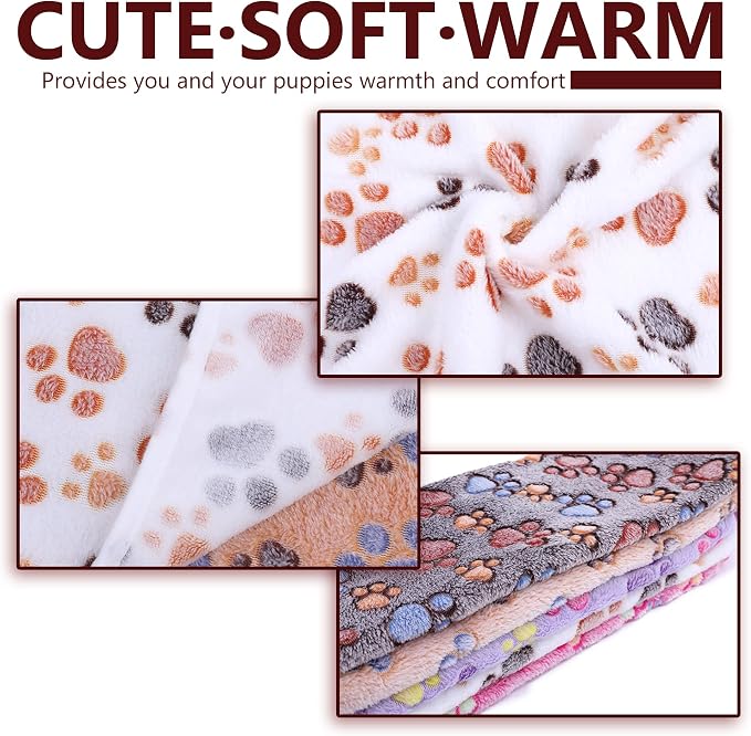 UTTPLL Blankets Super Soft & Warm Fleece Flannel Pet Blanket Cats Dogs Cute Paw Print Pet Throw Puppy Blankets Fleece Grey Paw Medium
