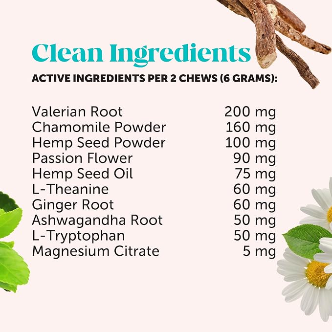 Natural Hemp Dog Calming Chews for Occasional Anxiousness & Stress - Calming Treats for Thunderstorms, Fireworks, Separation & Travel - with Ashwagandha, L-Theanine, Valerian Root (Beef Liver, 90 Ct)