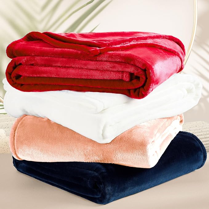 DREAMNINE Pack of 21 Fuzzy Soft Fleece Throw Blanket for Couch Sofa 50" x 60", Decorative Solid Lightweight Velvet Blankets for Chair, Cozy Accent Shaggy Plush Flannel Blanket for Bedroom, Peach