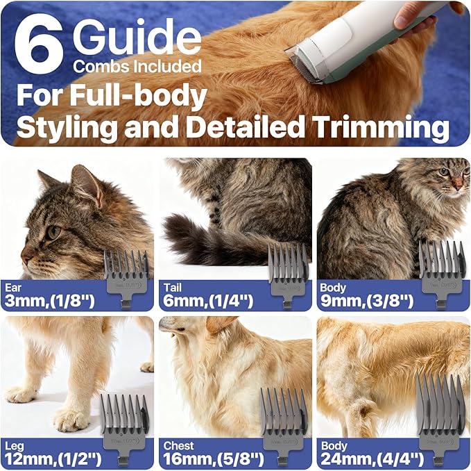 buenkee Dog Grooming Kit with Vacuum, 15000Pa Pet Hair Clipper and Shedding Brush, 50dB Low Noise, 2L Capacity, Blue