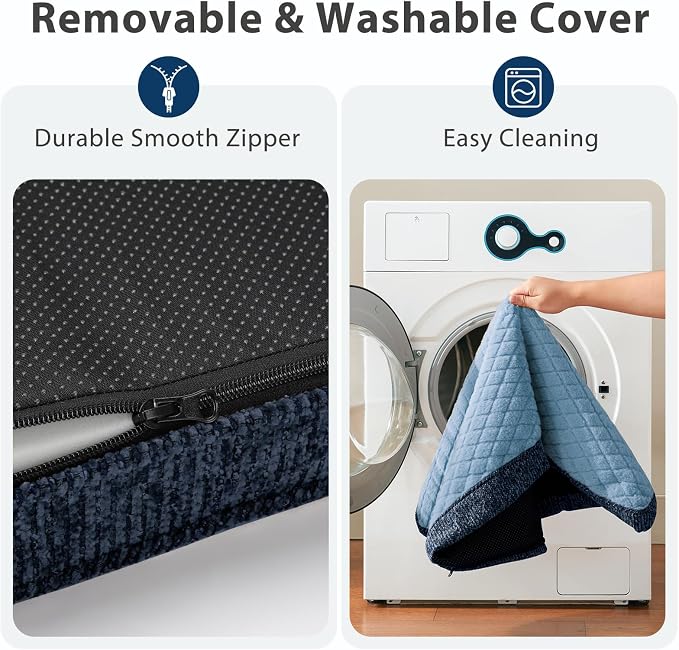 JOEJOY XL Dog Beds Large Sized Dog, Orthopedic Big Dogs Crate Bed with Washable Removable Cover, Extra Thick Egg-Crate Memory Foam Pet Beds up to 80 lbs, Blue, 41"x27"
