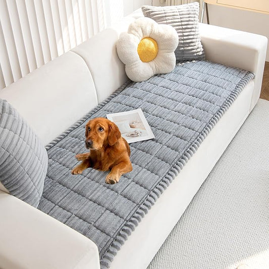 Mivnue Pet Couch Cover, Couch Covers for Dogs, Washable Dog Sofa Covers Couch Protector, Fuzzy Non Slip Couch Slipcover Pet Friendly (Light Grey, 27.6" x 70.9")