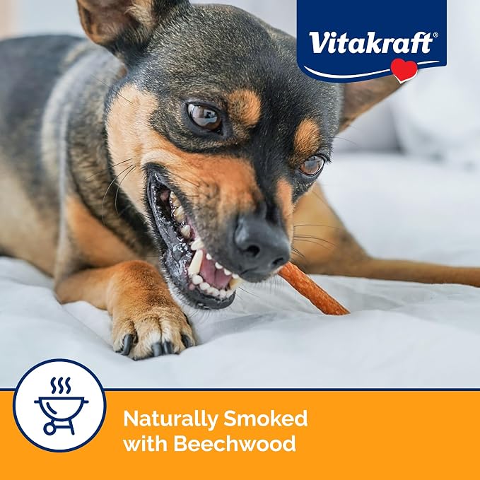 Vitakraft Treaties Dog Treat Sticks - Dog Sticks with 90% Real Chicken & Natural Smoke Flavor - Chewy & Fresh Pet Snacks for On-The-Go (Smoked Chicken, 16 Count)