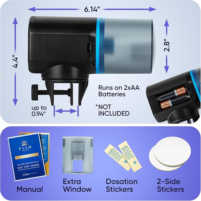 FISHNOSH Automatic Fish Feeder for Aquarium - New Generation 2026, Auto Food Dispenser with Timer for Small Tank, Big Aquariums & Pond, Model-ML