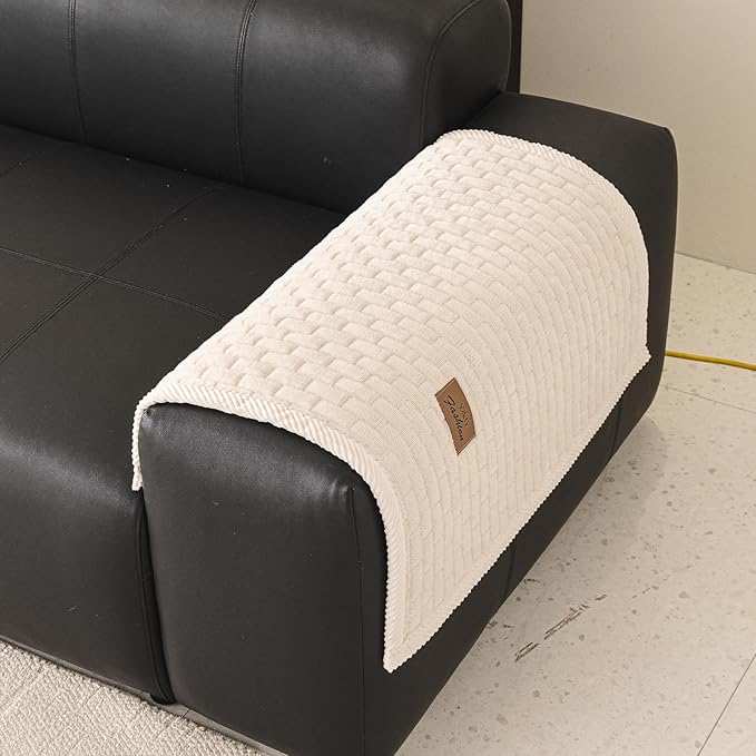 Couch Covers for Dogs Washable, Velvet Dog Couch Cover Protector, Fuzzy Plush Pet Sofa Cover for Single Sofa, Sofa Covers for Pets(1,Beige White,27.6"x27.6",Single Seater)