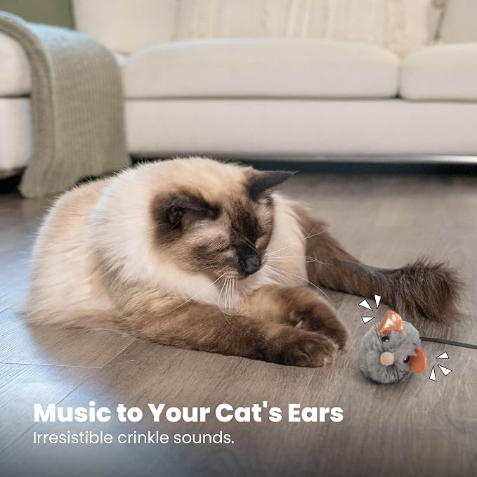 Catstages Squeak Squeak Mouse Cat Toy with Touch-Activated Sound & Catnip,Gray,(Pack of 2)