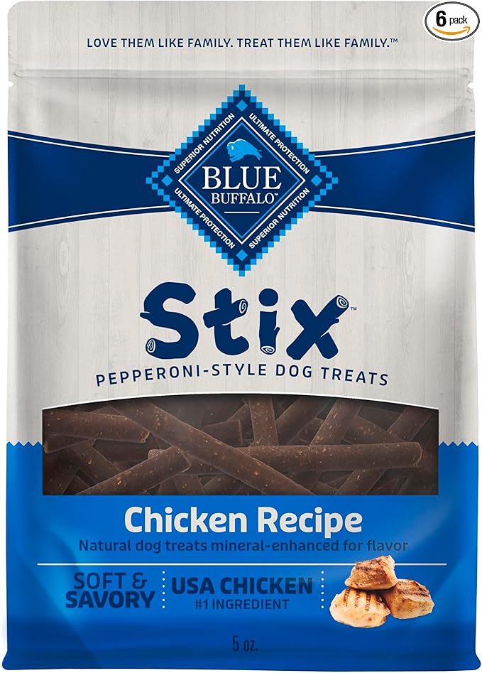 Blue Buffalo Stix Natural Soft Moist Dog Treats Chicken Recipe Bag