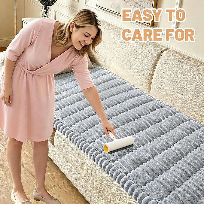 Waterproof Couch Cover for Dogs Washable,Non Slip Fuzzy Durable Couch Covers for 3 Cushion Sofa Pet Friendly Sofa Cover Dog Thick Soft Slipcovers Protector Couches Mat Bed (Light Grey, 27.6" x 59.06")