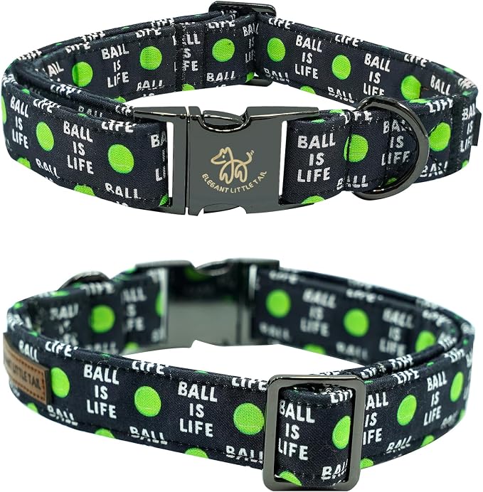 Elegant Little Tail Balls Print Summer Dog Collar with Bow Tie - Cute Bowtie Collar for Small, Medium & Large Dogs