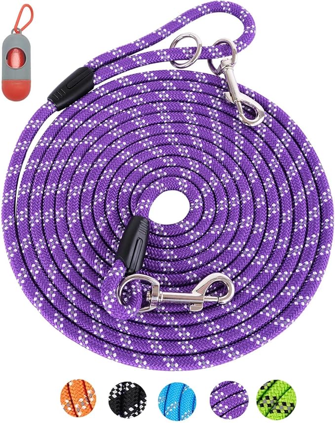 Heavy Duty Dog Leash, 16FT/30FT/50FT/100FT, Reflective Rope, Ideal for Large, Medium, Small Dogs; Walking, Playing, Camping, Yard