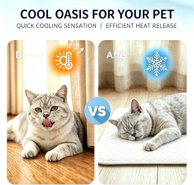 Dog Cooling Mat Q-Max>0.5 Self Cooling Crate Pad for Bed, Floor, Car Travel Indoor Outdoor Summer Use Breathable Portable Washable Pet Cooling Mat with Arc-Chill Fabric Light Gray 42" x 28"