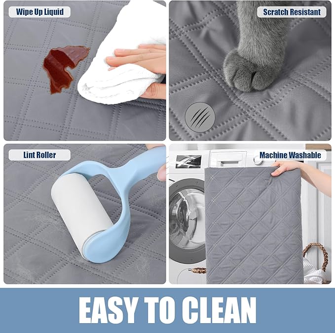 Smiry Waterproof Couch Covers for Dogs Washable, Reversible Pet Couch Covers for 3 Cushion Sofa Pet Friendly, Soft Sofa Furniture Protector for Dogs Cat Kids, Checkered (40"x95", Grey/Dark Grey)