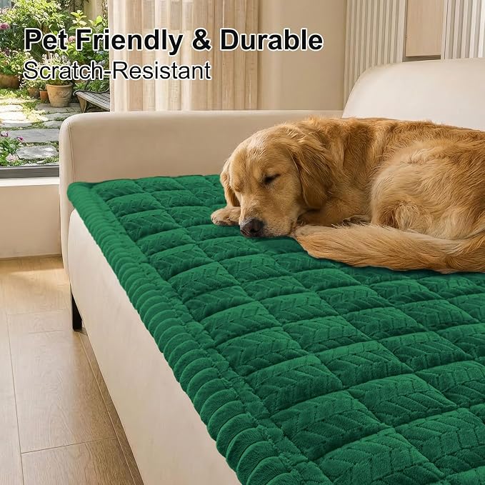 Smiry Couch Cover for Dogs, Non Slip Fuzzy Pet Sofa Covers Washable for 3 Cushion Couch, Soft Thick Furniture Protector for Cats Dogs, Against Fur, Dirt, Scratch Resistant (Turquoise, 35.4"x70.9")