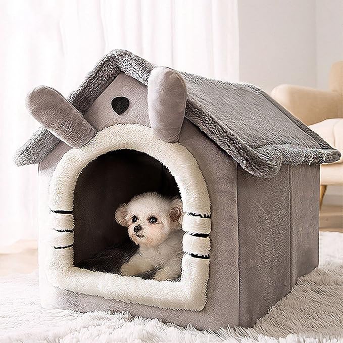Dog Houses Soft Indoor Enclosed Tent Huts Warm Cave Dog Kennel House Type Winter Warm Small Dog Teddy Four Seasons Universal Removable and Washable Dog House Cat Nest Bed Pet Supplies (Large,Color 11)