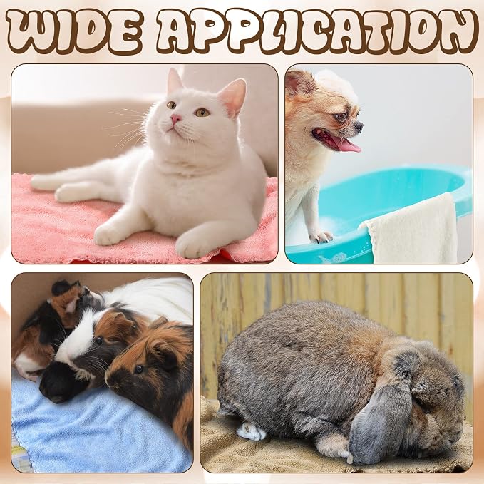Newwiee 24 Pcs Guinea Pig Fleece Bedding Blankets Bulk Washable Small Animal Fleece Cage Liners Pet Wash Cloth Sleeping Mat Cover for Hamster Chinchilla Rabbit Hedgehog (18 x 24 Inches,Multicolor)