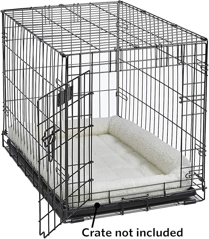 MidWest Homes for Pets QuietTime Dog Bed - White Fleece Bolster, Ultra-Soft and Machine Washable, Fits 48-Inch Crates and Carriers, for Extra-Large Breed Dogs