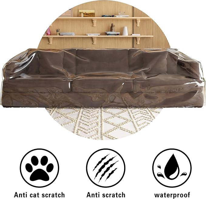 Imperius Clear Thick Heavy Duty Water Resistant Sofa/Couch Cover,Waterproof Plastic Shield Covers for Couch，Vinyl Sofa Cover to Prevent Scratching by Dogs and Cats